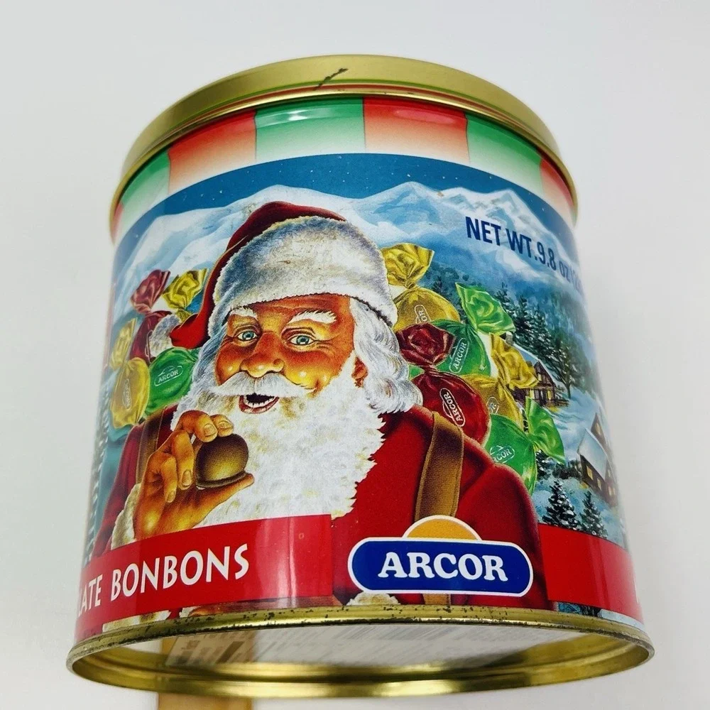 Vintage Real Peanut Milk Chocolate BonBons  Cylinder Holiday Classic Tin Can